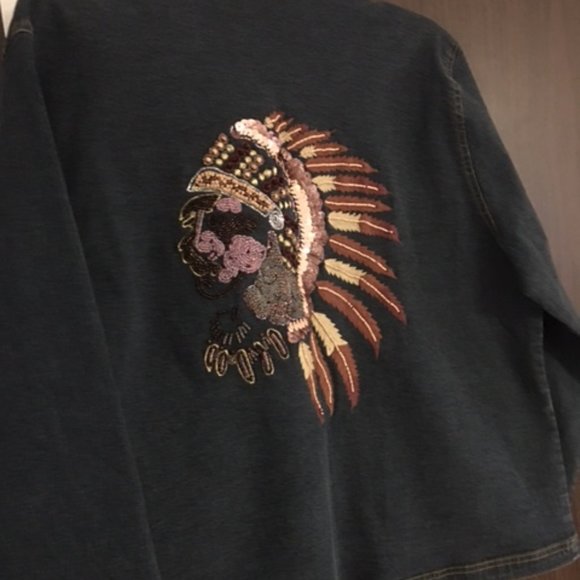 Jane Seymour Denim Jacket Vintage Size Large  Like New - Picture 1 of 13